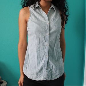 denim sleeveless top
